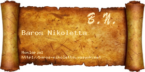 Baros Nikoletta névjegykártya